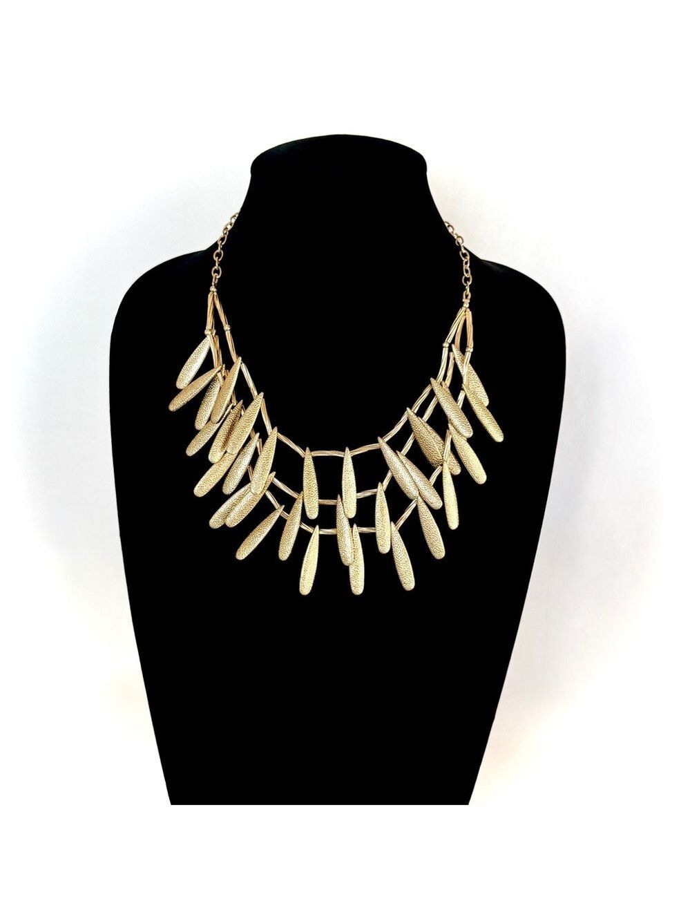 Talbots Gold Layered Leaf Statement Necklace | NEW - Picture 7 of 7